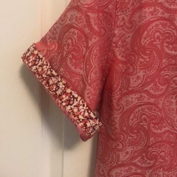 Mens Robert Graham Coral Pink Button up Short Sleeve Shirt (Size S) - Picture 3 of 8